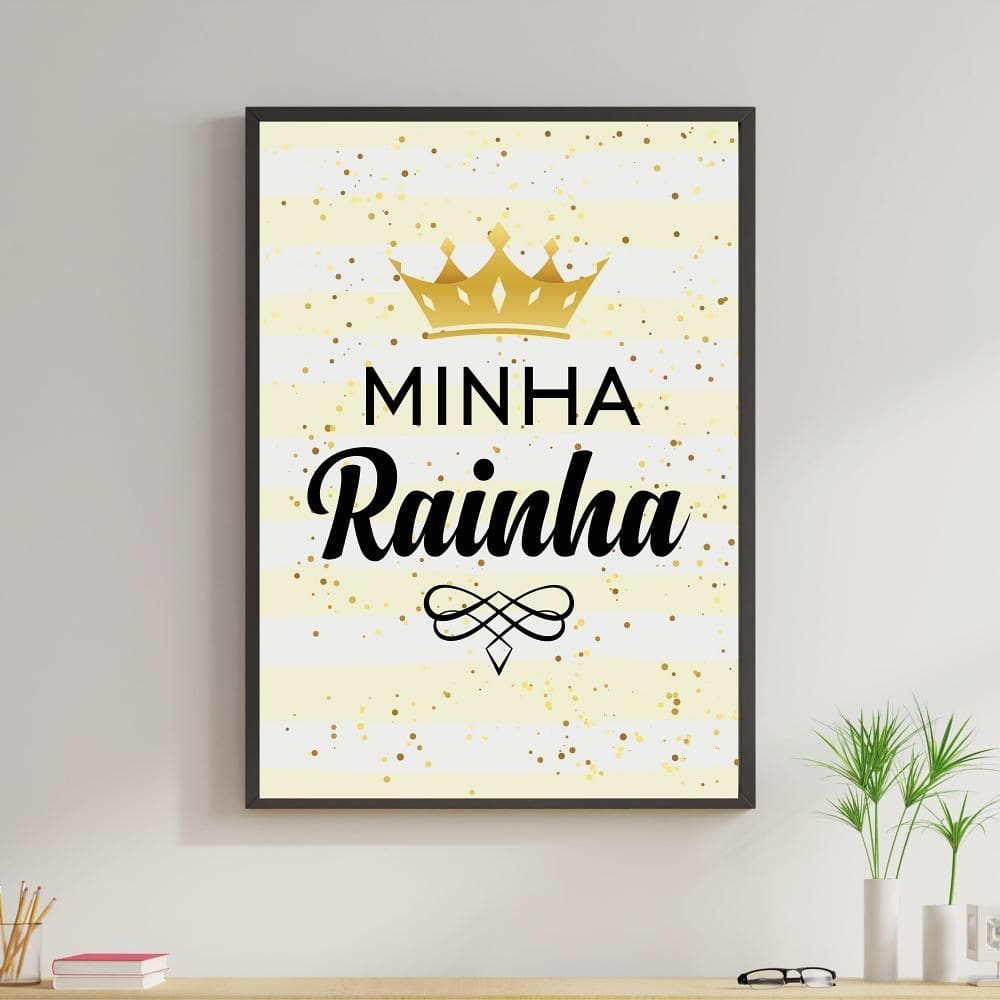 Quadro Decorativo Minha Rainha 24X18Cm Moldura Preta