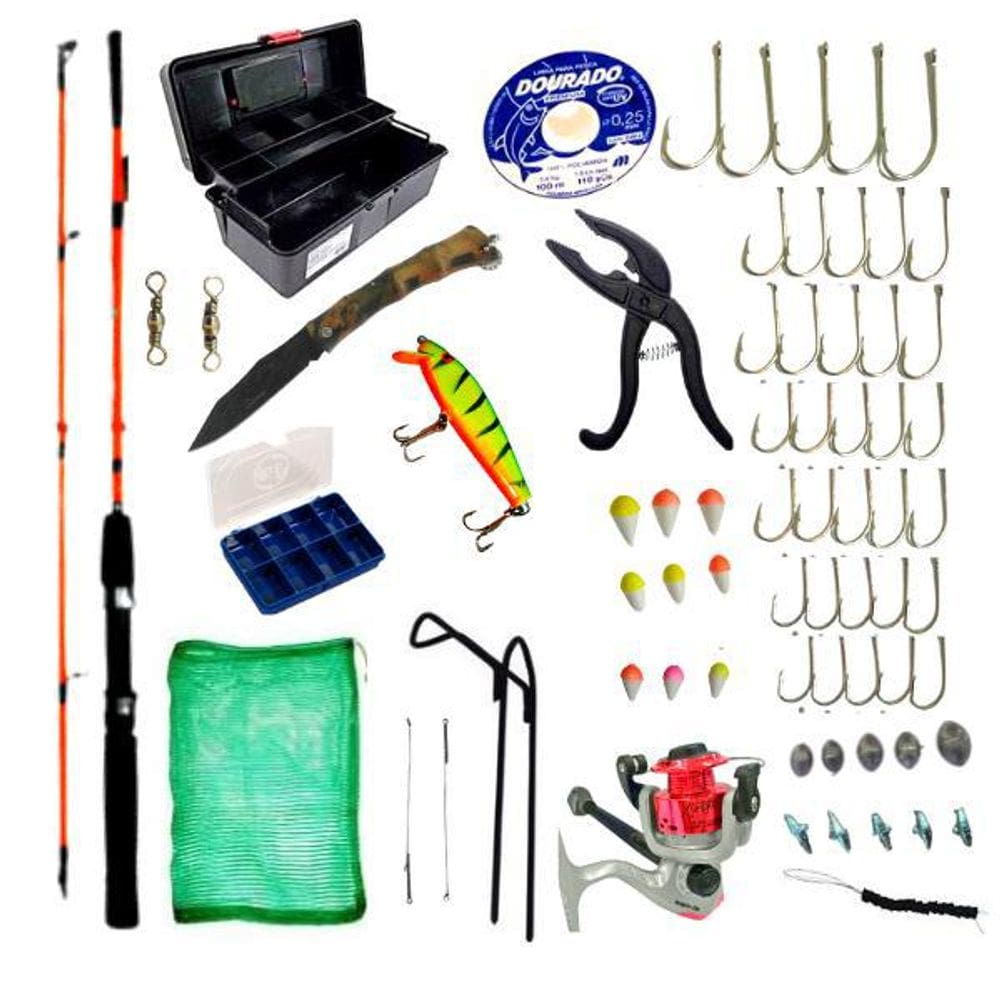 Kit Pesqueiro Vara 3-6Kg Molinete Caixa Acessórios Completo