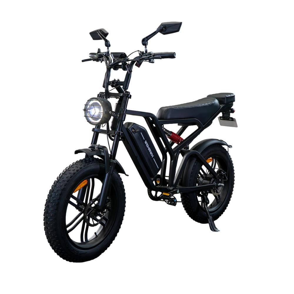 Bicicleta Elétrica 500W Fat Bateria de Lítio Removível E-bike Wehawk 48V 15Ah  Preta