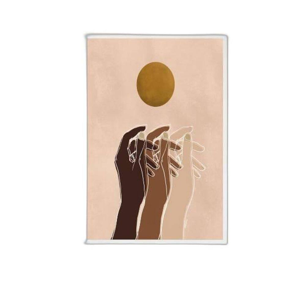 Quadro Humanity Hands 24X18Cm - Com Vidro - Madeira Branca