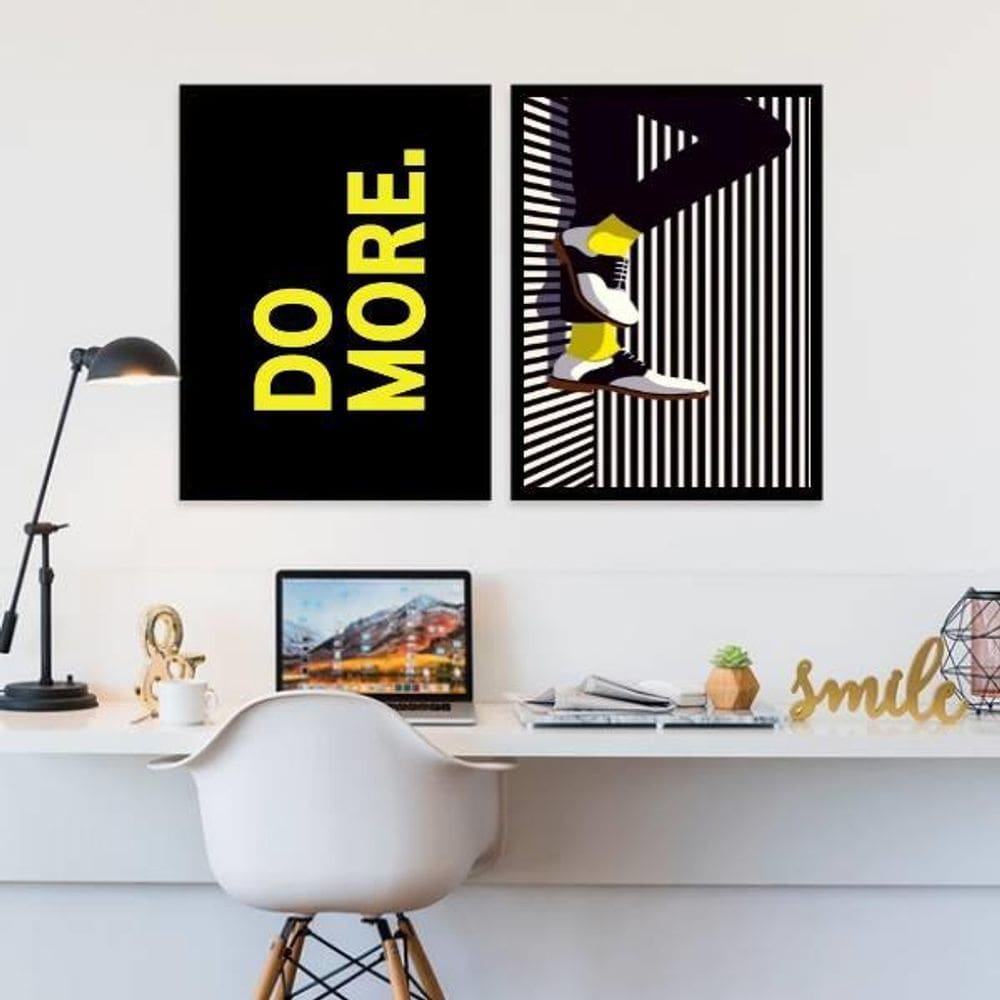 Kit 2 Quadros Decorativos Do More 45X34Cm Moldura Preta