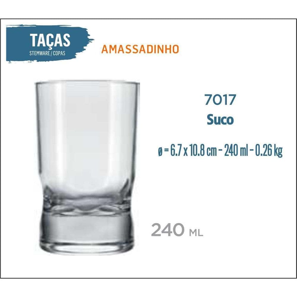 12 Copo Amassadinho 240Ml - Copo De Suco