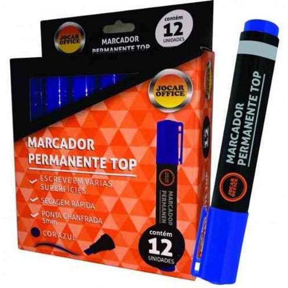 12 Marcador Permanente Top Azul Jocar Office  1Cx