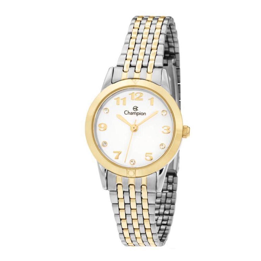 Relógio Feminino Champion Prata E Dourado Com Pedras