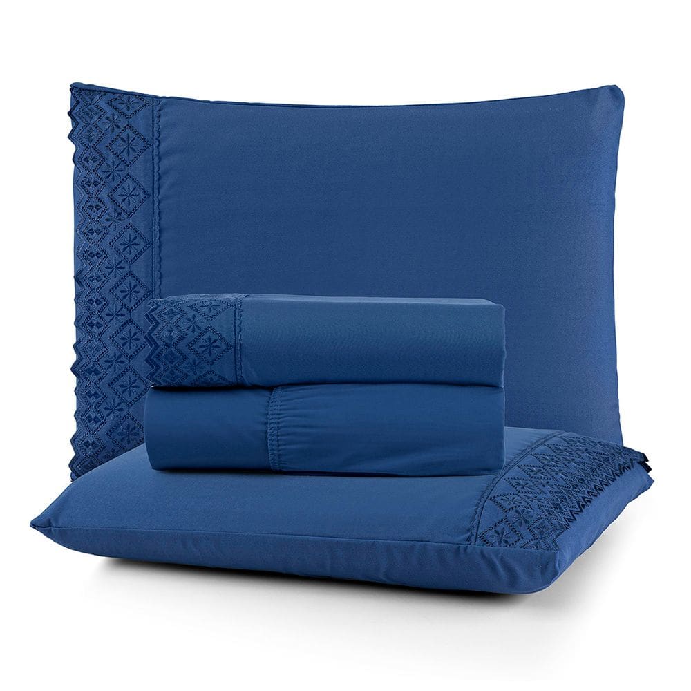 Jogo Cama Casal Cherry Bordado Inglês 4pç 100% Poliéster - Az_Gal