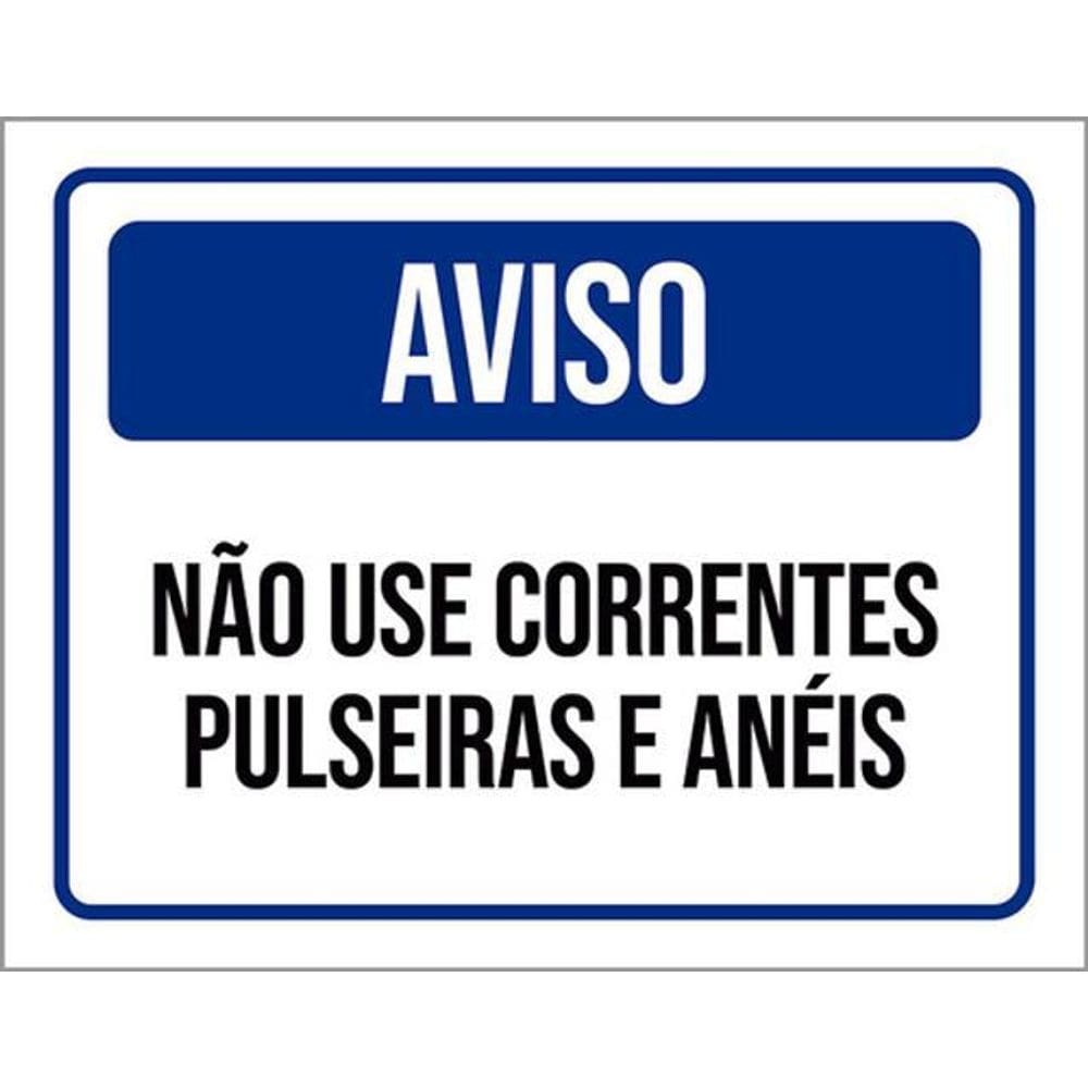 Kit 3 Placas Aviso Não Use Correntes Pulseiras Anéis