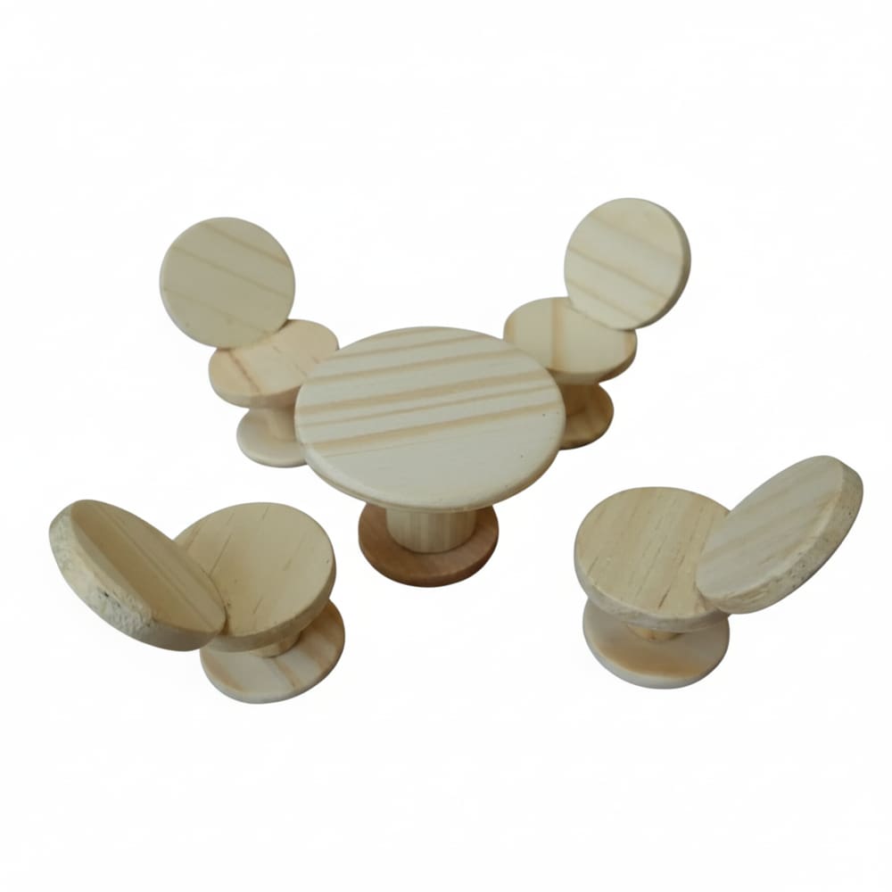 Miniatura de Mesa Redonda com Cadeiras Conjunto Decorativo