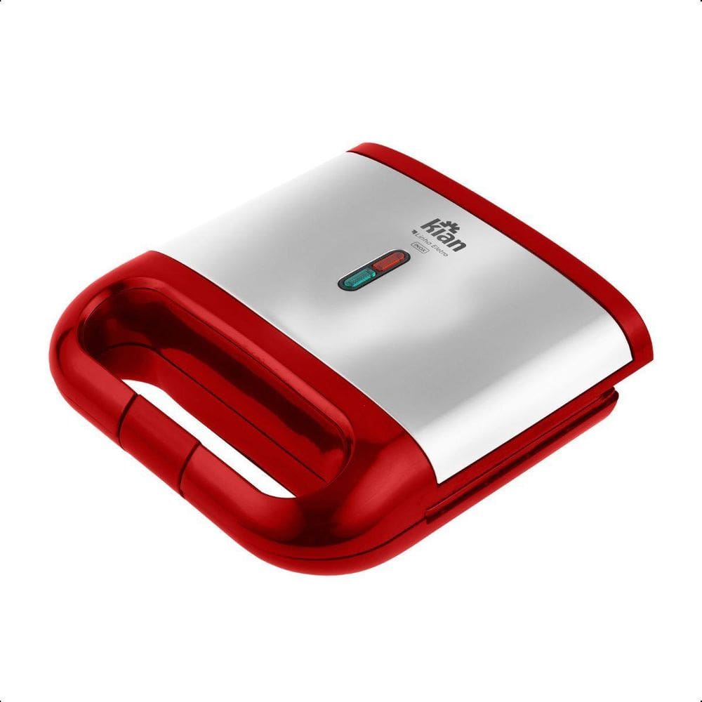 Sanduicheira Grill Elétrica Inox Kian 750W - Vermelho - 127V