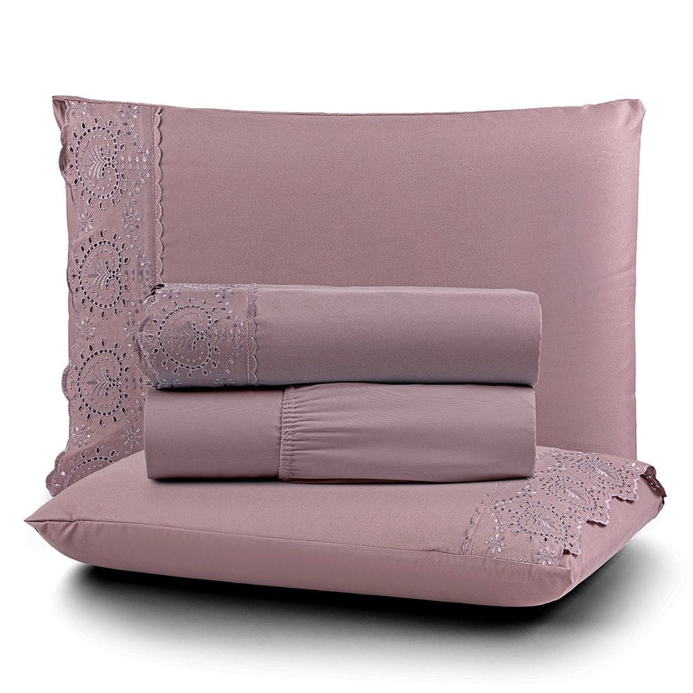 Jogo Cama Casal Cherry Bordado Inglês 4pç 100% Poliéster - Frape_Uv