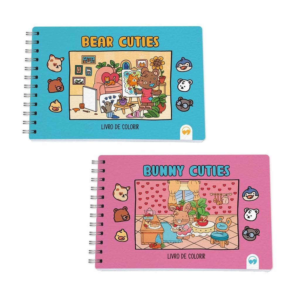 Kit 2 Livro De Colorir Cuties 128 Páginas Bear E Bunny