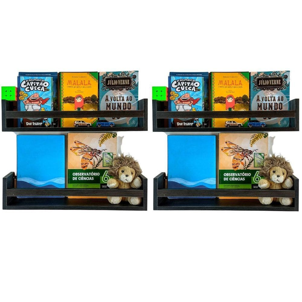 Jogo 4 Estantes Livros E Brinquedos Criança Nicho Pelúcia