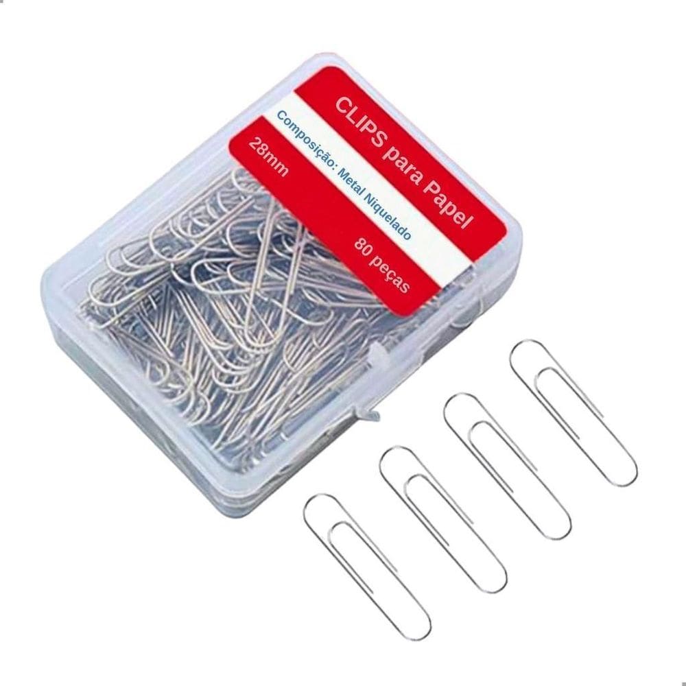 Clips De Metal 28Mm 80 Pecas Na Caixa