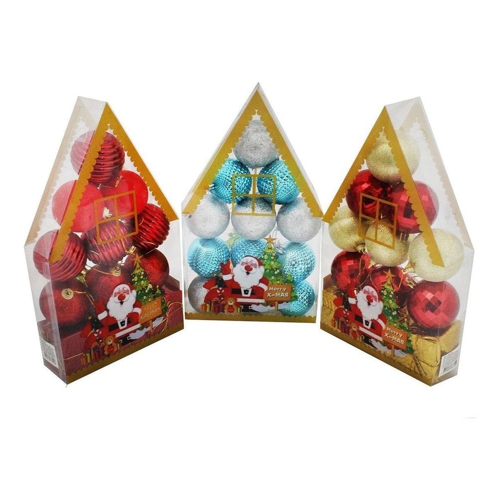 Kit 36 Bolinhas De Natal 3 Pacotes Enfeites De Arvore Grande