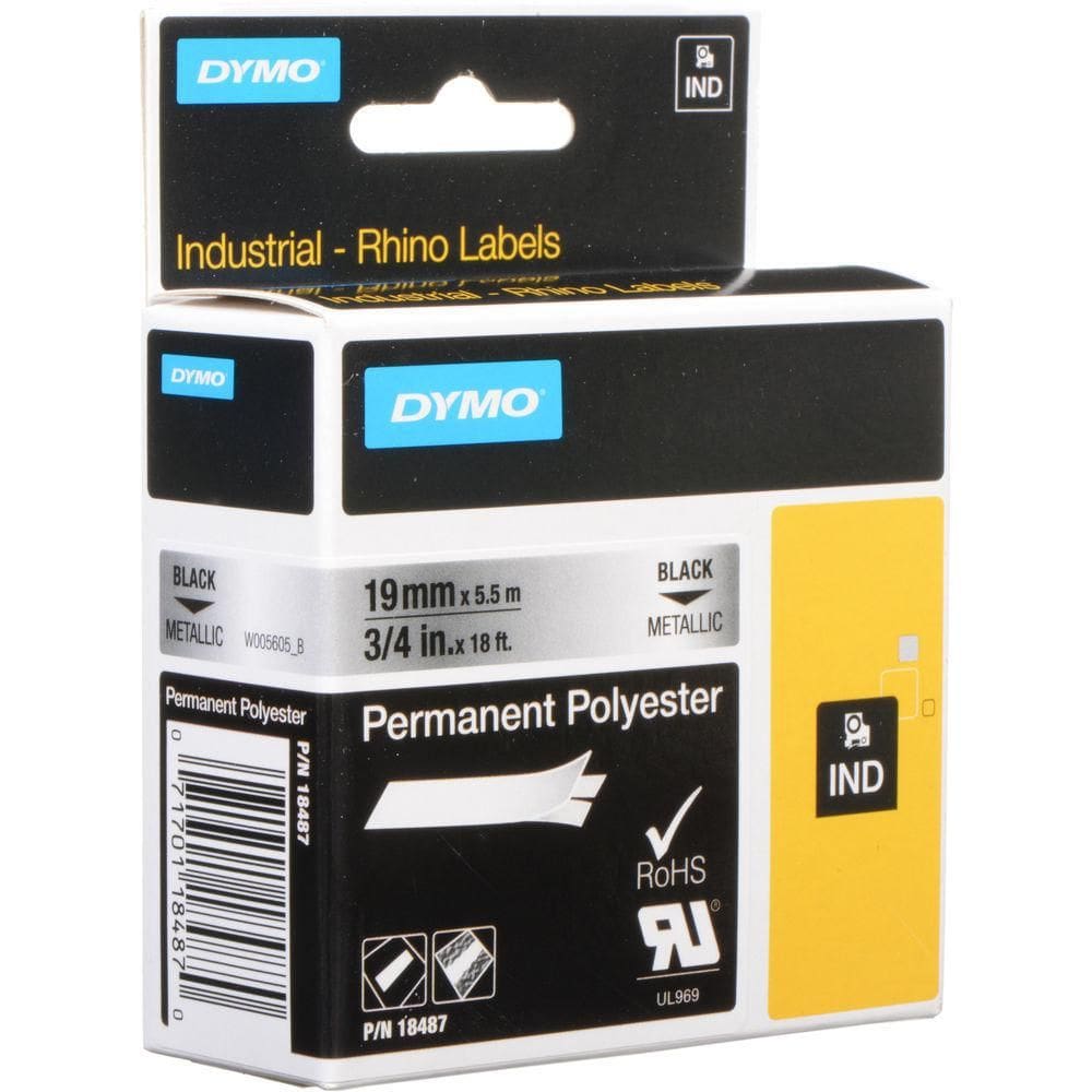 Fita Rotulador Dymo Polyester 18487 Preto/Prata