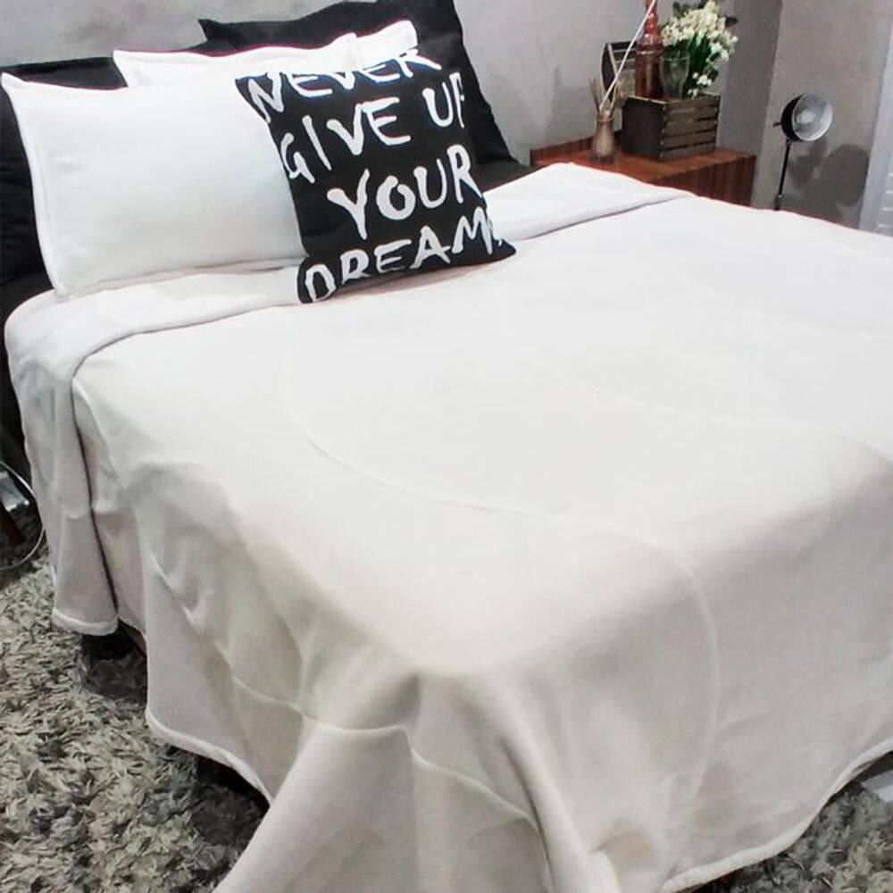 Cobertor Solteiro King Duplo Soft Mais Duas Fronhas Branco