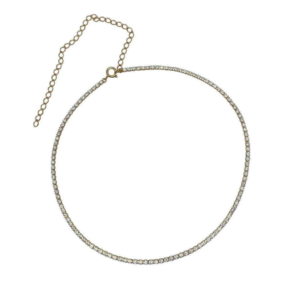 Riviera Choker Dourada Pedra Branca