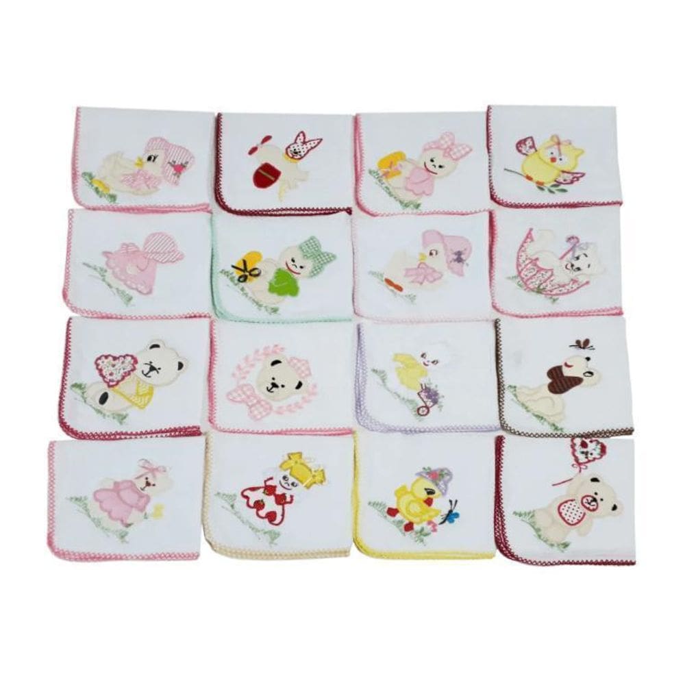 Kit 5 Fralda Pano Bebê Bordada 70X70Cm Com Crochê Feminino