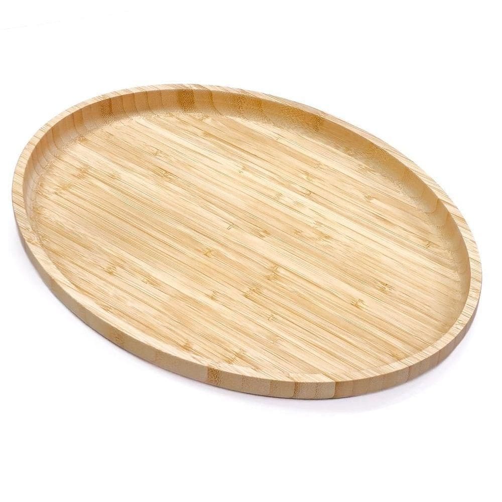 Bandeja Em Formato Oval De Bambu 40cm Marrom
