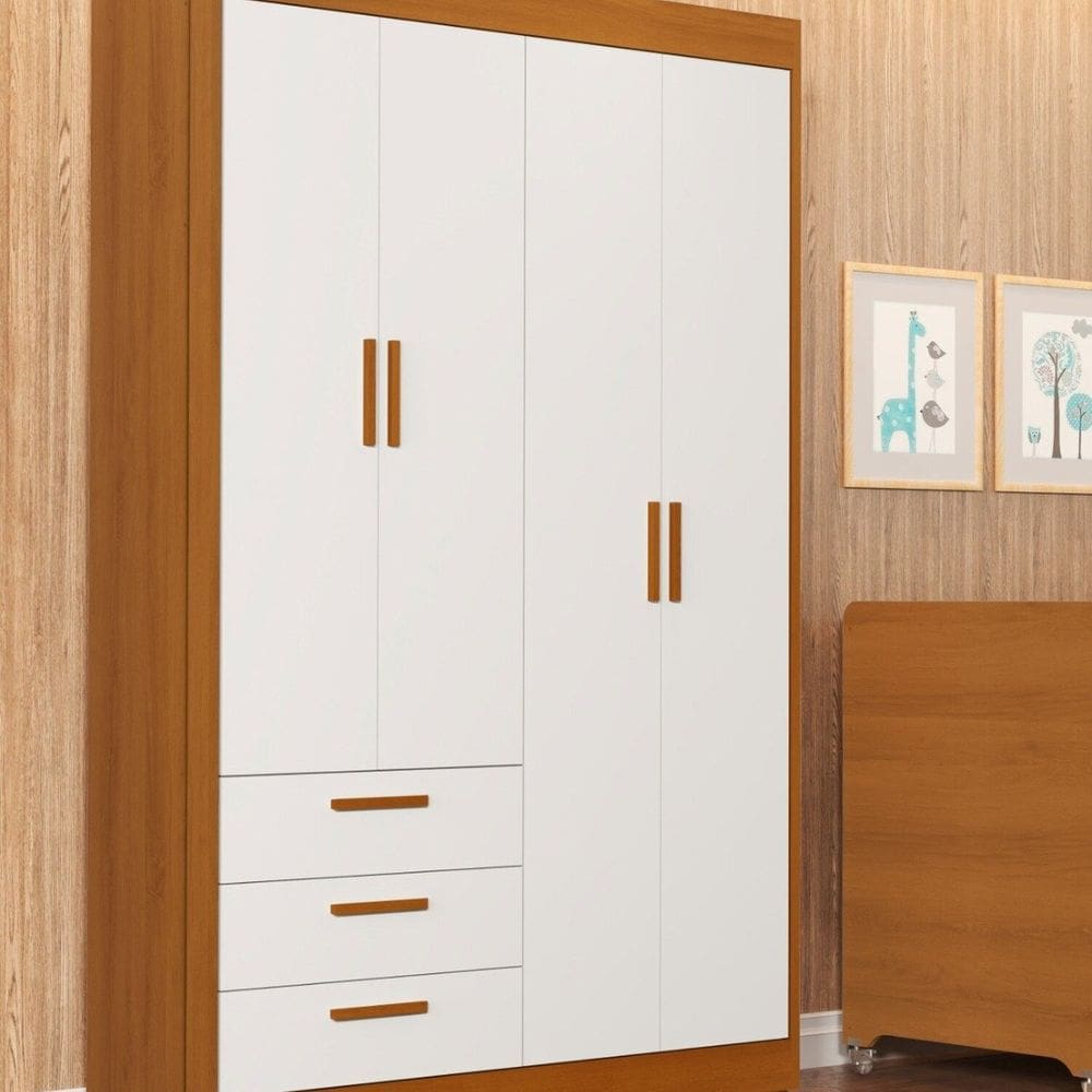 Guarda-roupa para Quarto de Bebê Zaki Branco Fosco / Savana