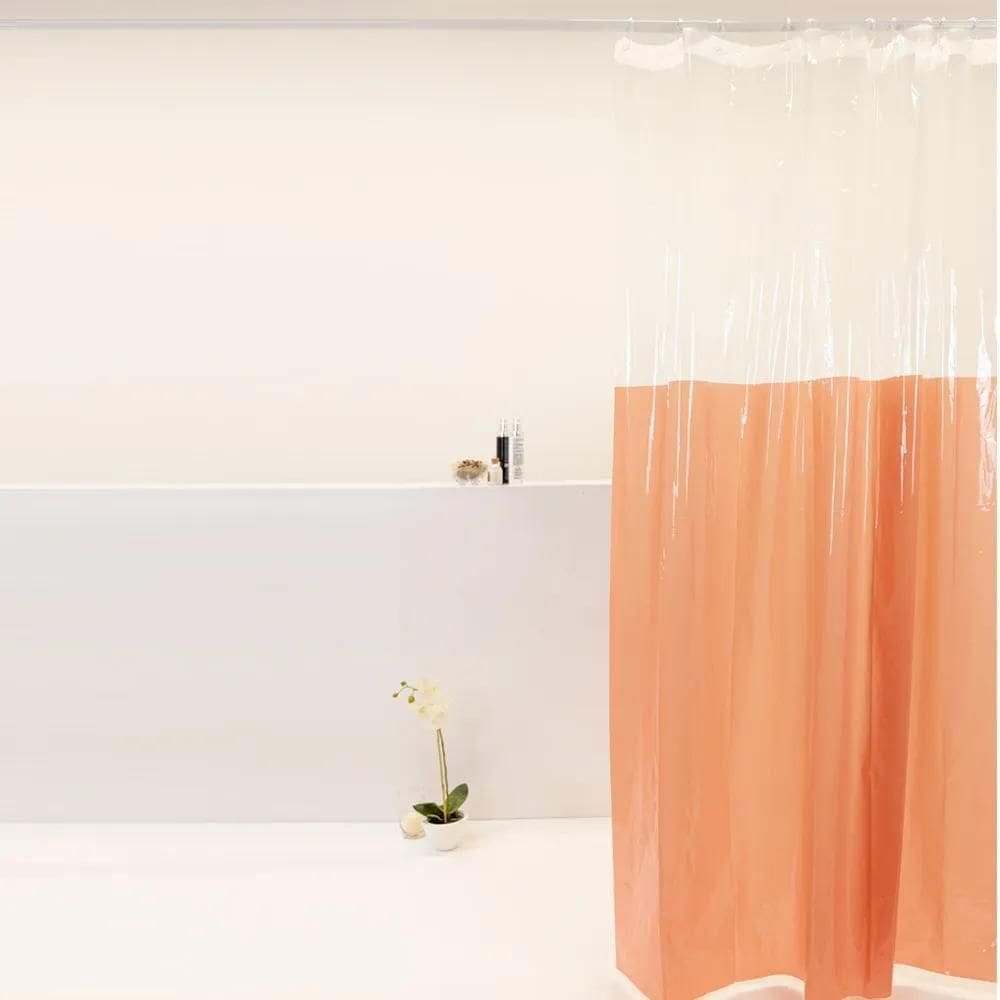 Cortina Box Para Banheiro Pvc 198X180Cm Antimofo - Salmão