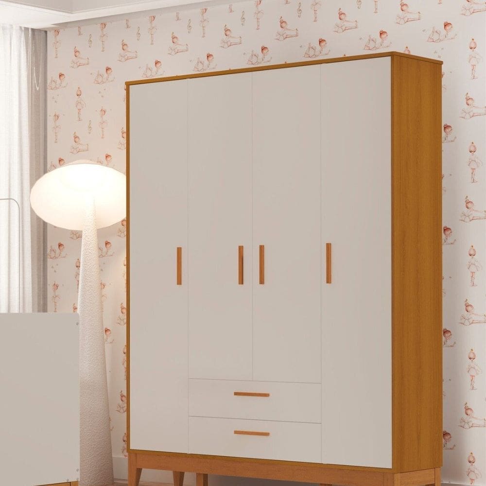 Guarda-roupa para Quarto de Bebê 4 Portas Flip Areia Fosco / Savana