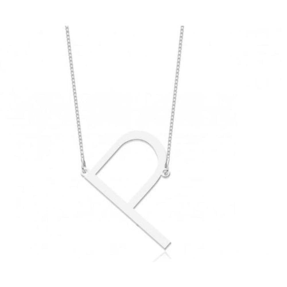 Colar Prateado Letra P Delicado E7332