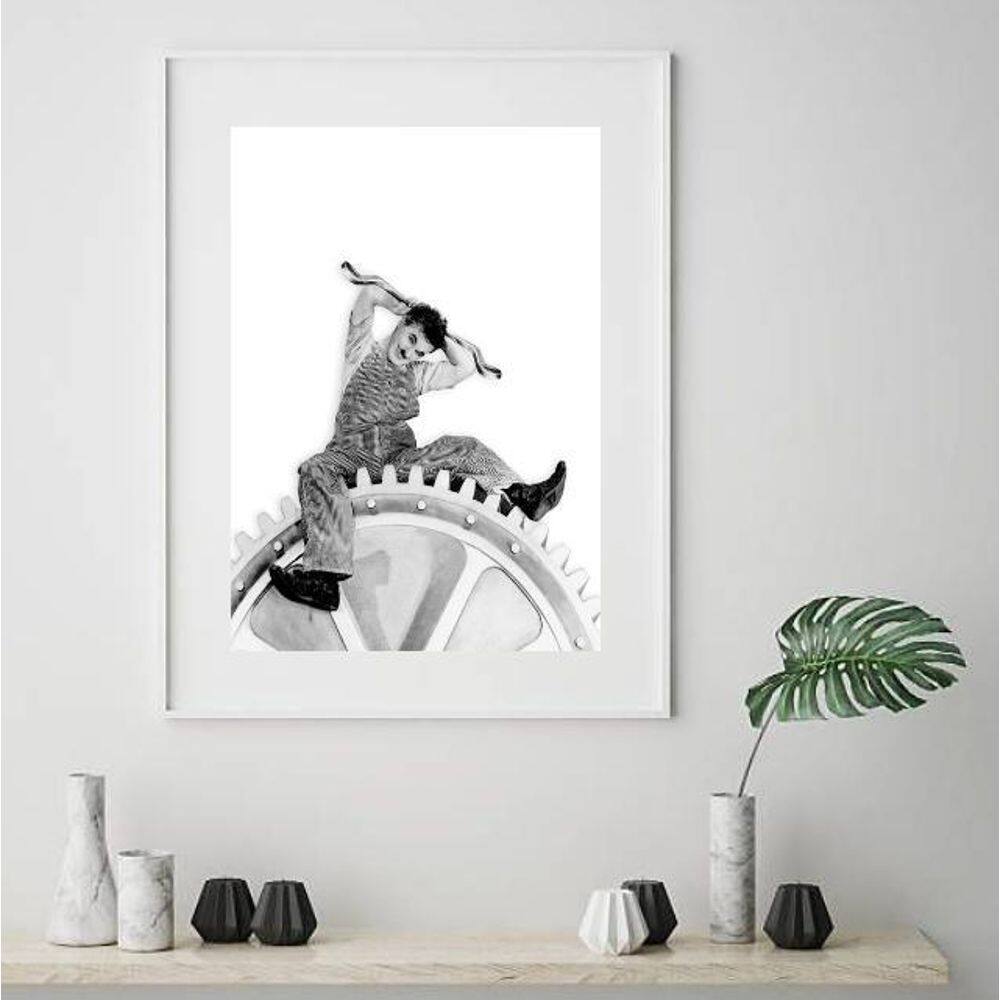 Quadro Charlie Chaplin Engrenagem - 60X48Cm