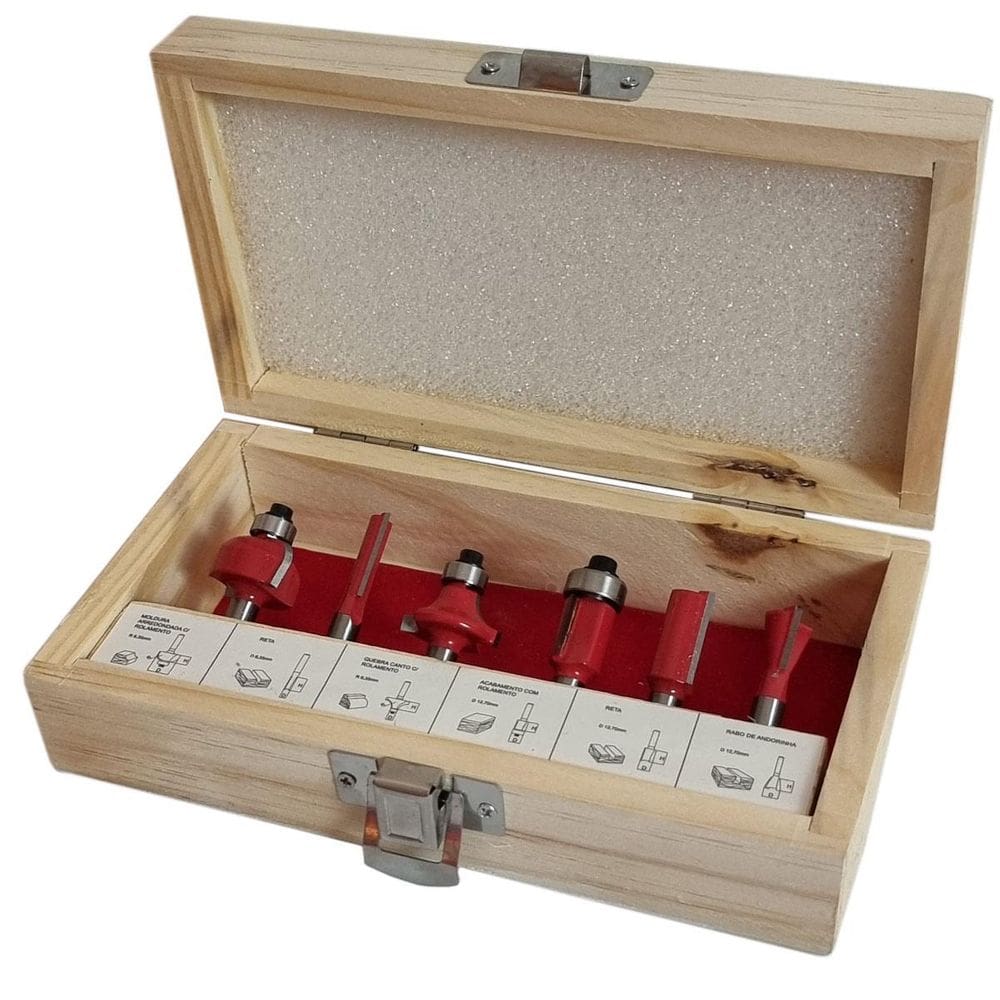 Kit 6 Fresas Retas Haste 1/4 Para Tupia Htom