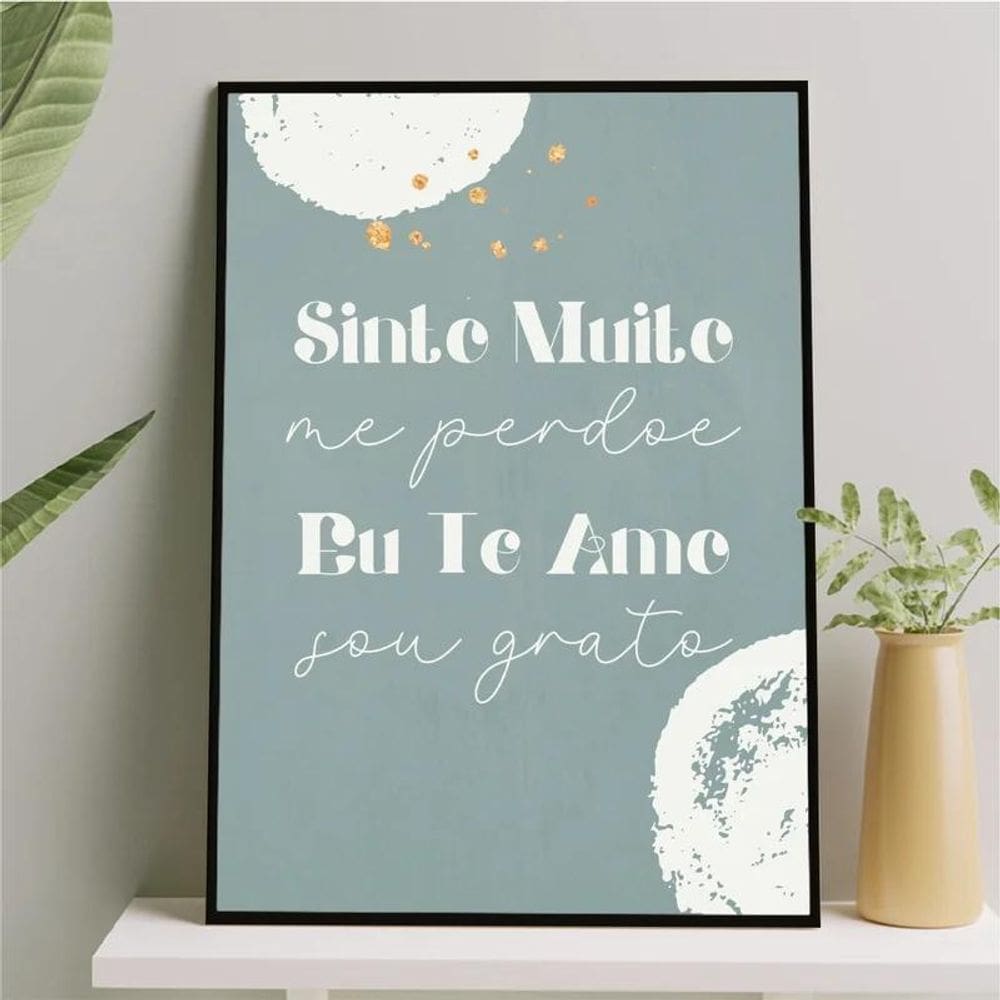 Quadro Mantra Hoponopono 24X18Cm Preta