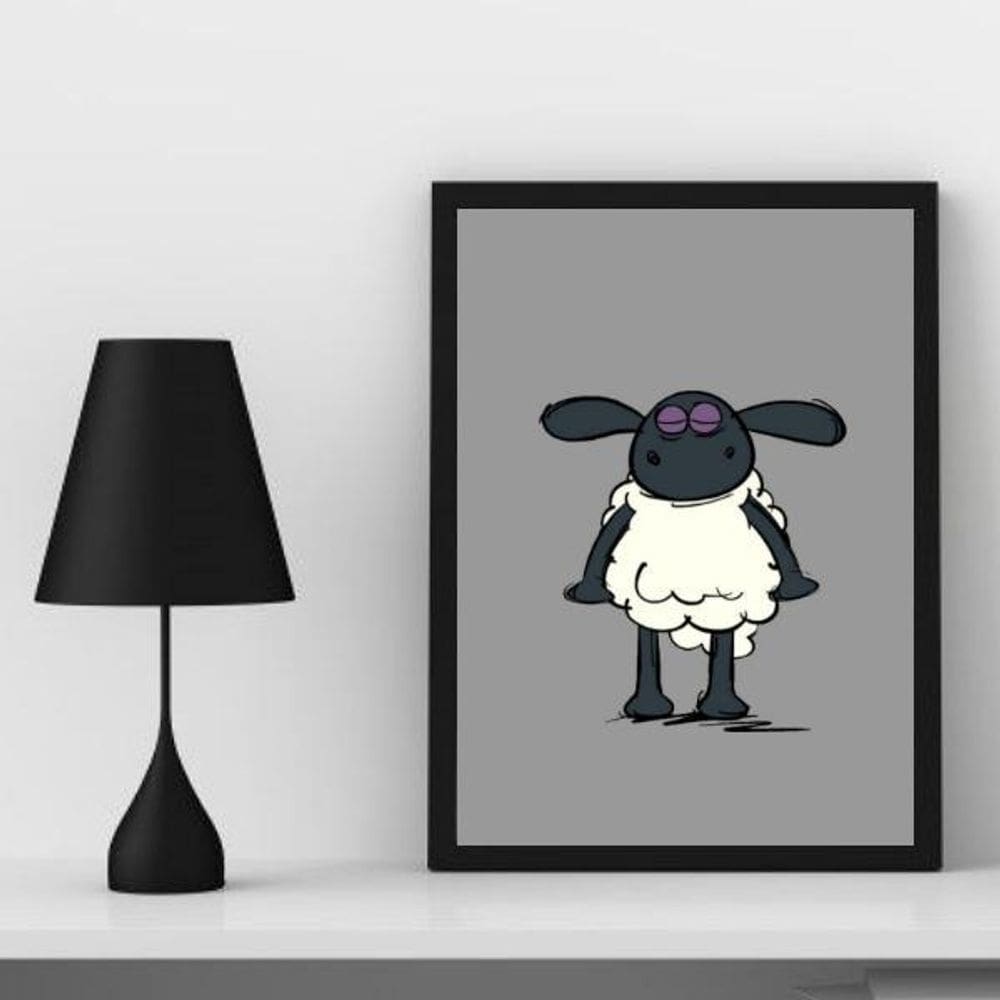 Quadro Decorativo Ovelha Negra 33x24cm - Madeira Branca