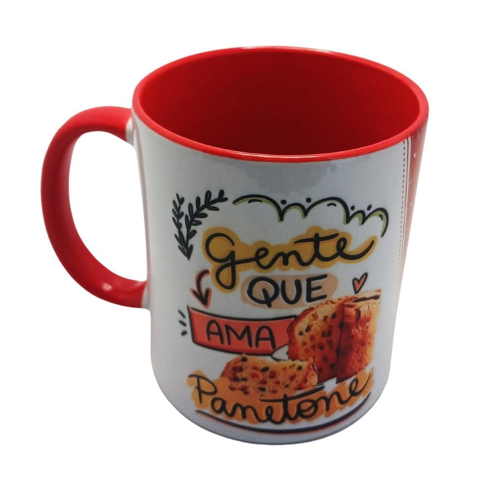 Caneca Especial Vermelha Gente Que Ama Panetone + Chaveiro