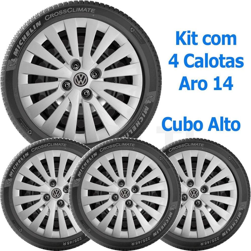 4X Calota Vw Gol Voyage Saveiro Até 2012 Cubo Alto 117Ca