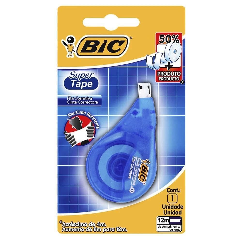 Corretivo Em Fita Escolar Branco Bic Super Tape 12M