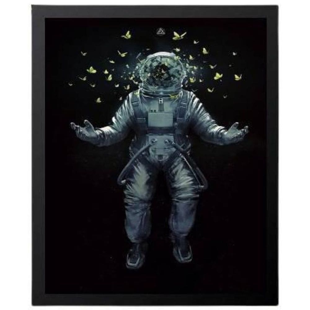 Quadro Astronauta Com Borboletas