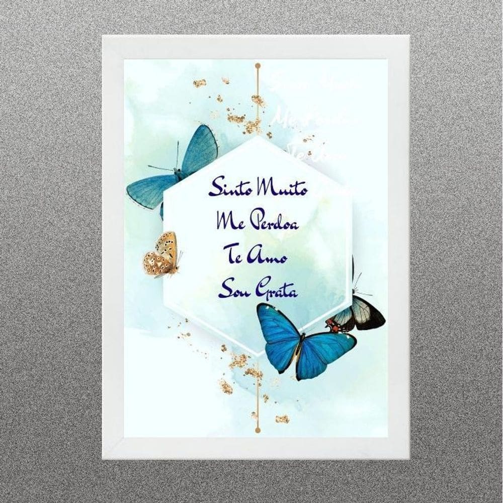 Quadro Ho`Oponopono - Borboletas Geométrico 24X18Cm