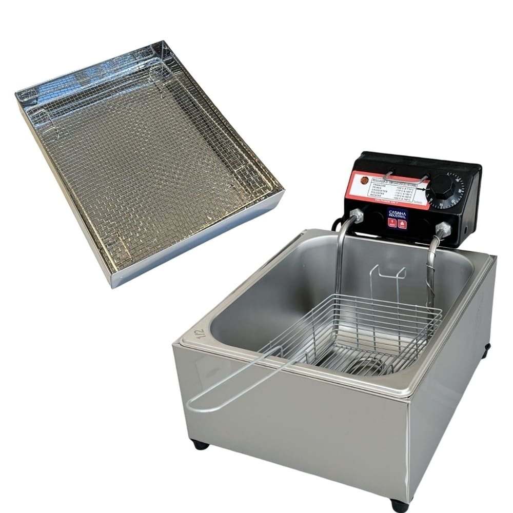 Fritadeira Elétrica Industrial Cuba Antichamas 7L 110V Com Escorredor M