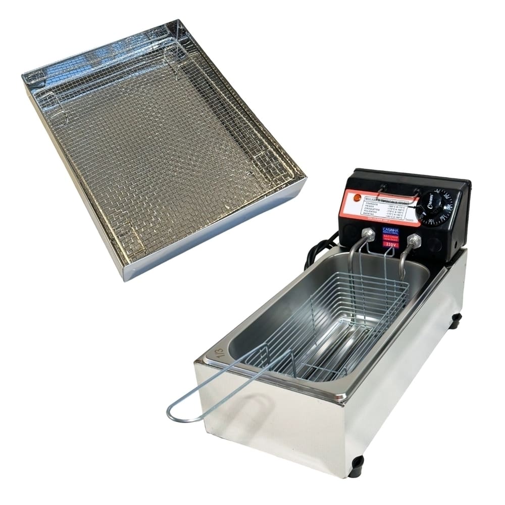 Fritadeira Elétrica Industrial Cuba Antichamas 3L 110V Com Escorredor M