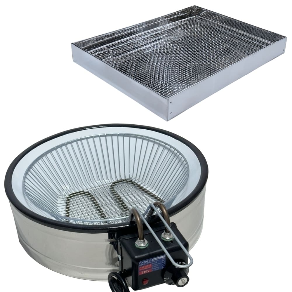 Fritadeira Elétrica Industrial Tacho 7L Esmaltado Com Escorredor M 220V