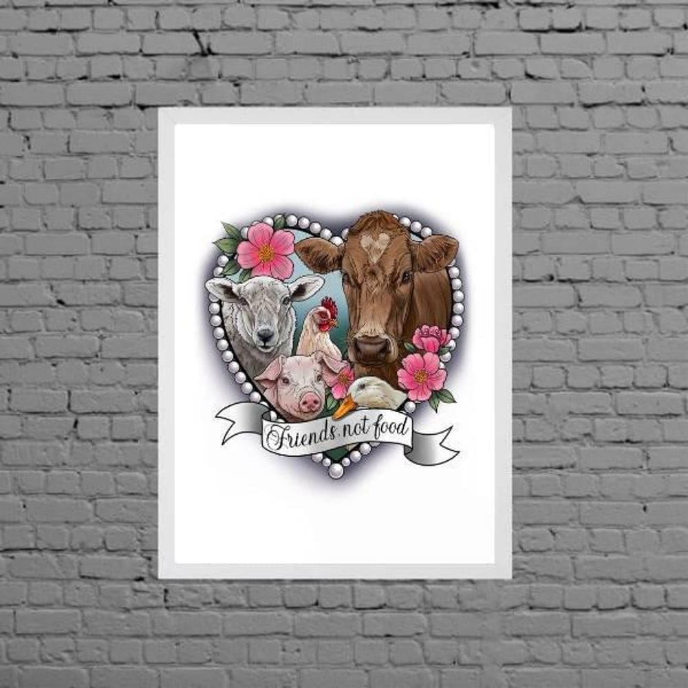 Quadro Vegetariano Friends Not Food 24X18Cm