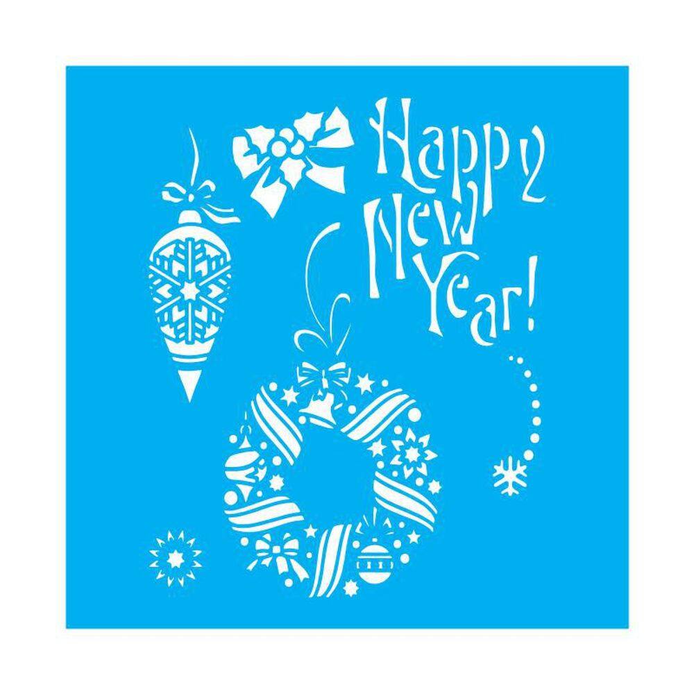 Stencil Tamako Feliz Ano Novo - 30X30Cm - Ref 9711