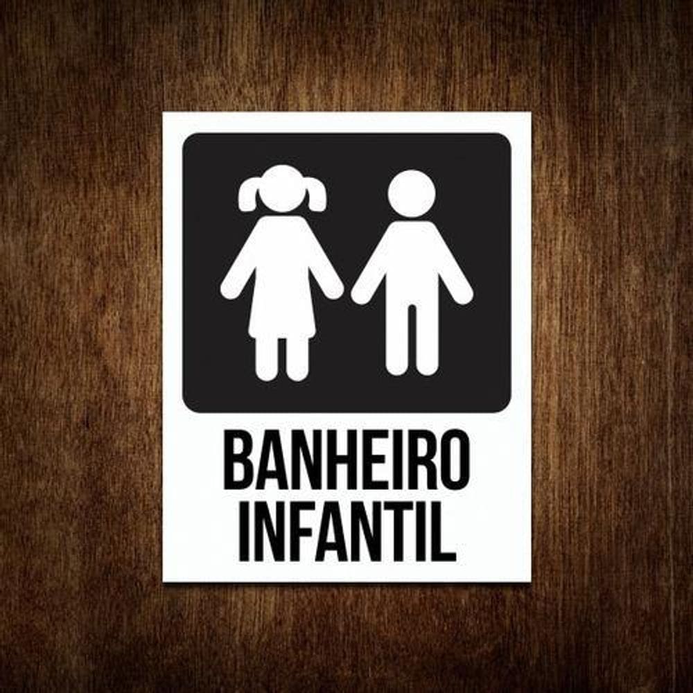 Placa Banheiro Infantil - Menino E Menina Placa Branca 27X35