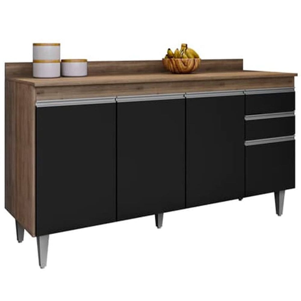 Balcão Multiuso para Cozinha com Tampo 4 Portas Laya