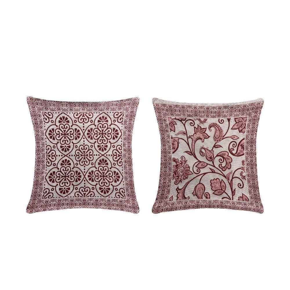 Capa Para Almofada Grécia 1 Peça 45cm X 45cm 60% Algodão 40% Poliéster Tecido Jacquard Com Zíper - Vinho