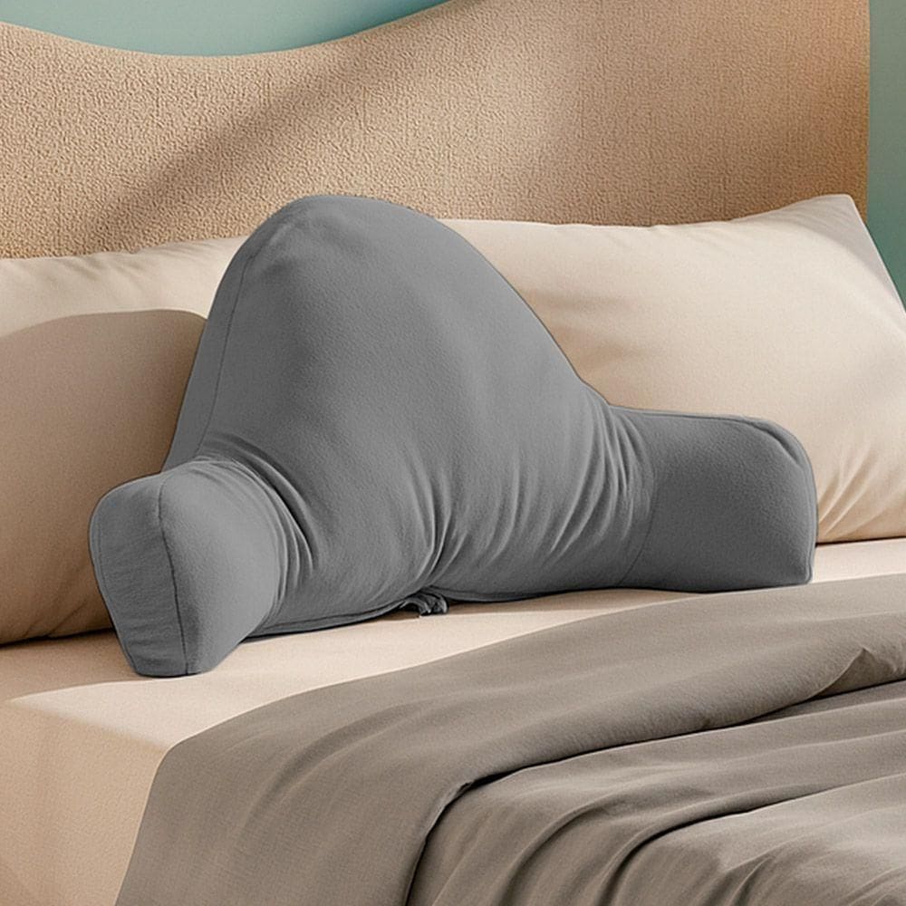 Almofada De Leitura Encosto Apoio Lombar Relaxante Jay 80cm Macia Veludo Cinza - Desk Design