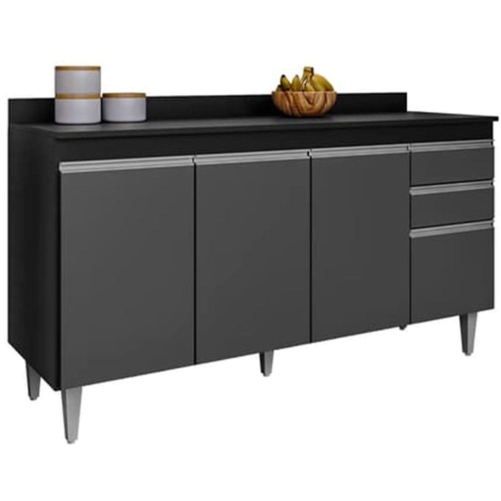 Balcão Multiuso para Cozinha com Tampo 4 Portas Laya