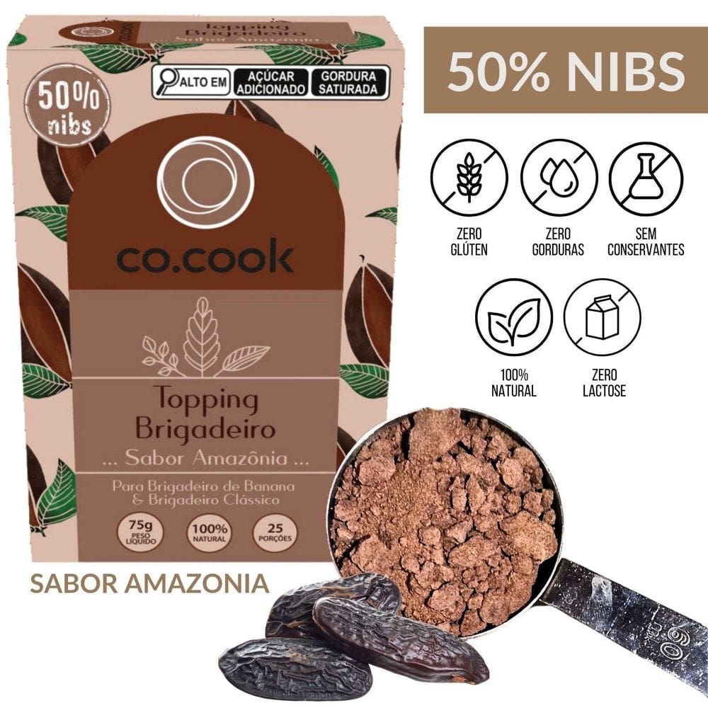 Cocook Topping Nibs De Cacau Brigadeiro Sabor Amazônia 75G
