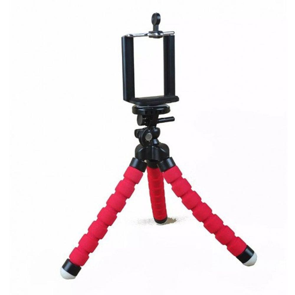 Mini Tripé Flexível Ajustavel P Celulares Vermelho