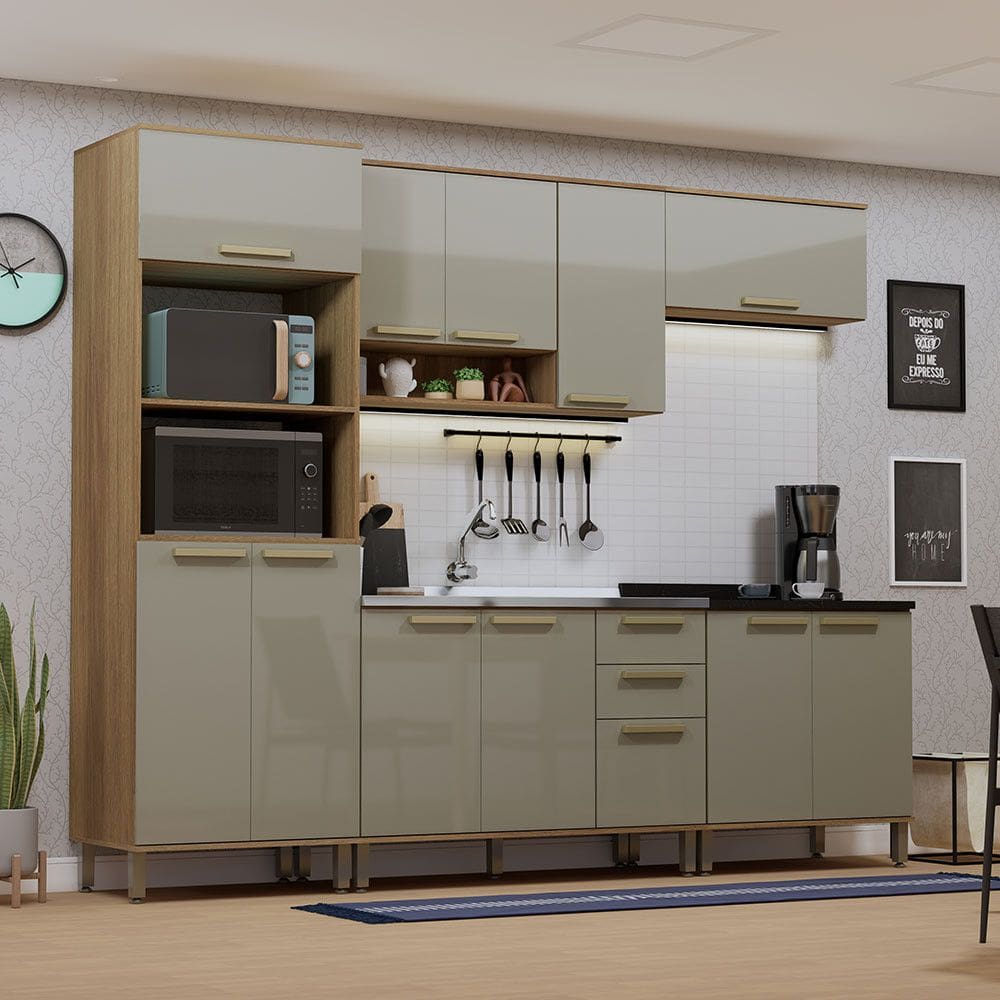 Cozinha Modulada Compacta 5 Pecas Sem Tampo e sem Pia Isis Luciane Moveis