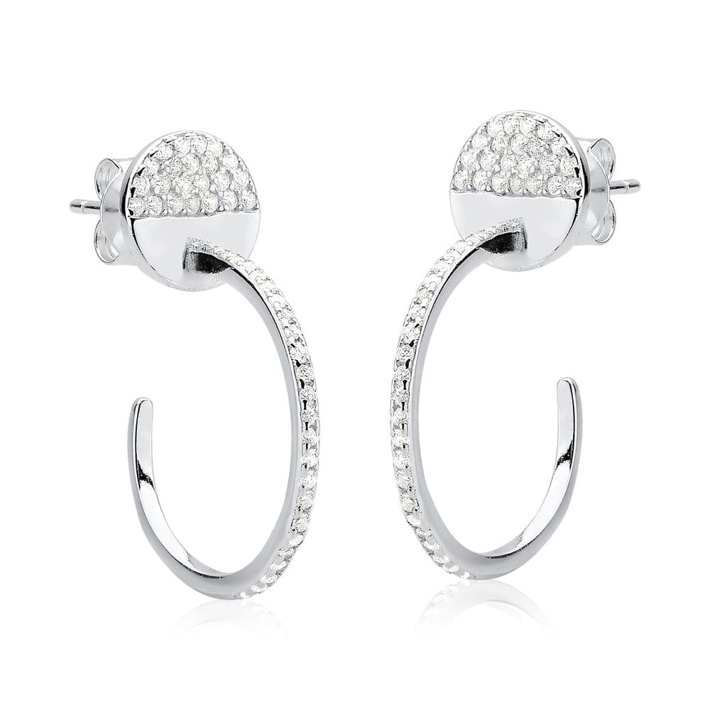 Brinco Argola Cravejada De Prata 925