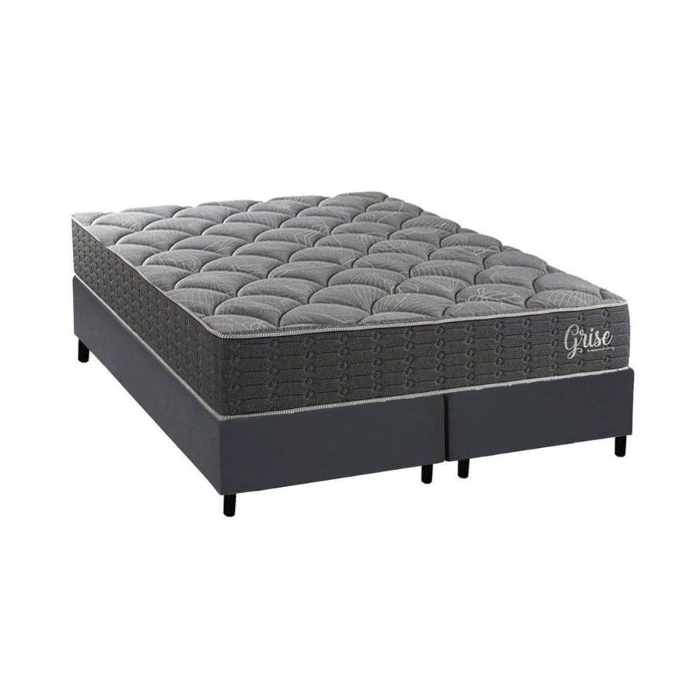 Cama Box NOVO + Colchão Espuma Kappesberg D40 Anatômico Grise + Base CRC Corano Gray